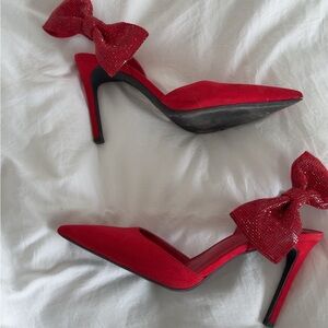 INC International Concepts Red Bow Heels